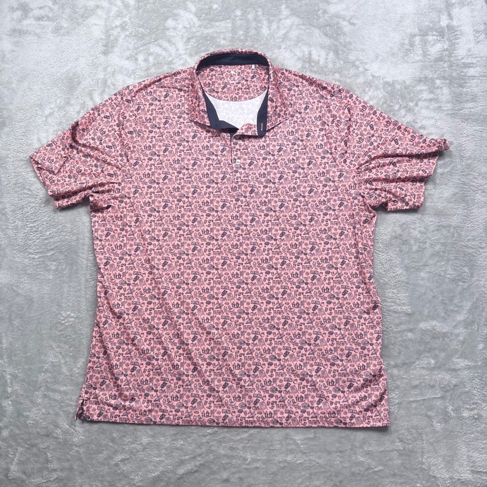 Puma Golf Polo Men XXL Pink Novelty Print Short Sleeve Stretch